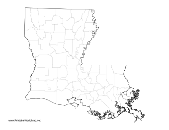 Parishes map of Louisiana colored.